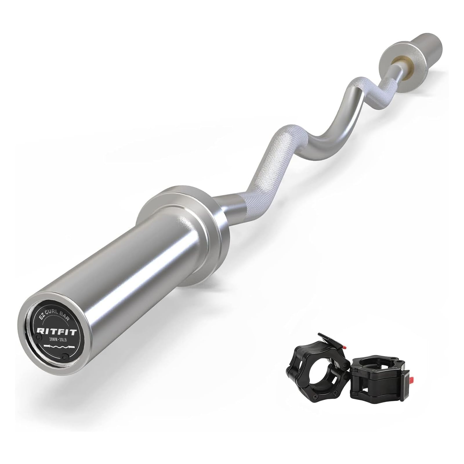 RitFit 2 Inch EZ Curl Bar with Weights, 700LBS Weight Capacity